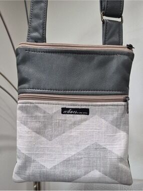 Echoes in the Attic Gray Vegan Leather Crossbody Zipster Bag